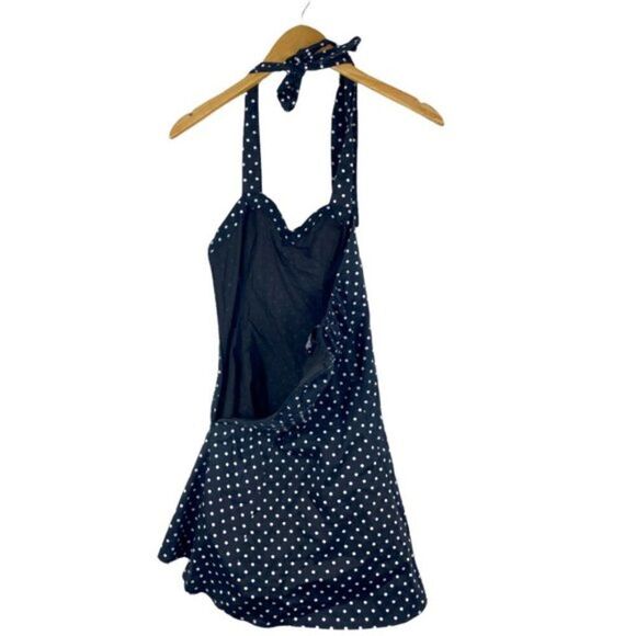 Hearts & Roses London Women's Black White Polka Dot Lined Mini Halter Dress UK 8 - Picture 4 of 12